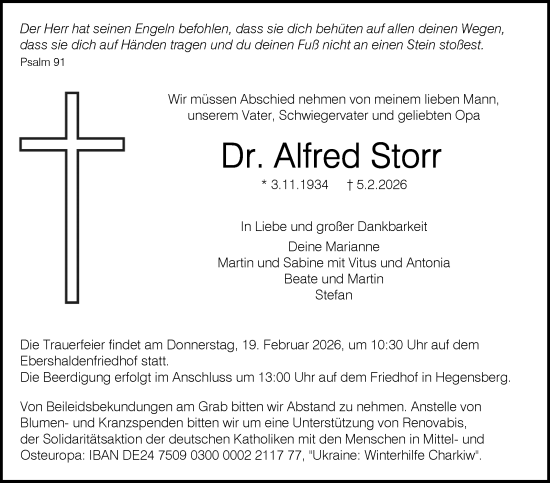 Traueranzeige von Alfred Storr von Eßlinger Zeitung