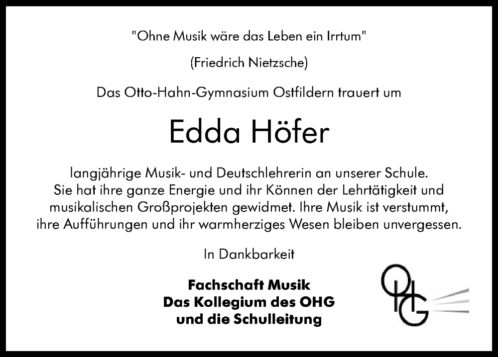  Traueranzeige für Edda Höfer vom 03.02.2026 aus Eßlinger Zeitung