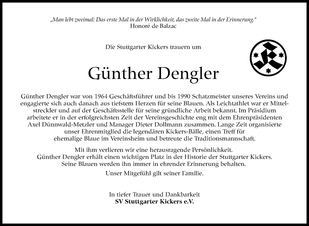  Traueranzeige für Günther Dengler vom 07.02.2026 aus Stuttgarter Zeitung / Stuttgarter Nachrichten