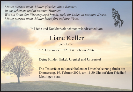 Traueranzeige von Liane Keller von Eßlinger Zeitung