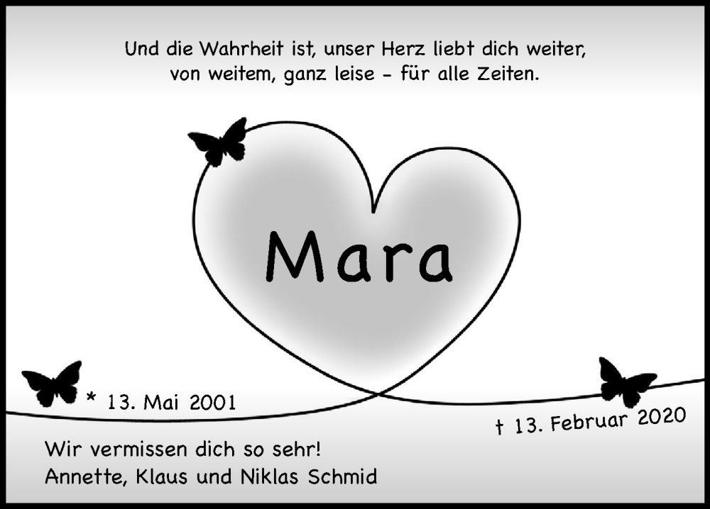  Traueranzeige für Mara Schmid vom 13.02.2026 aus Eßlinger Zeitung