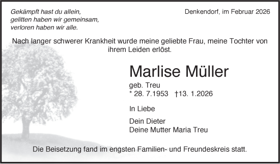 Traueranzeige von Marlise Müller von Eßlinger Zeitung