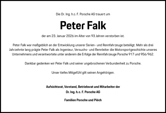 Traueranzeige von Peter Falk von Stuttgarter Zeitung / Stuttgarter Nachrichten