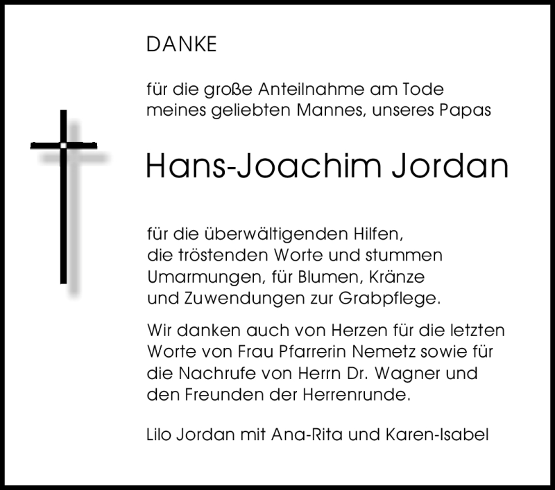  Traueranzeige für Hans-Joachim Jordan vom 03.01.2012 aus Stuttgarter Zeitung / Stuttgarter Nachrichten