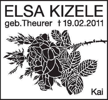 Traueranzeige von Elsa Kizele von Stuttgarter Zeitung / Stuttgarter Nachrichten