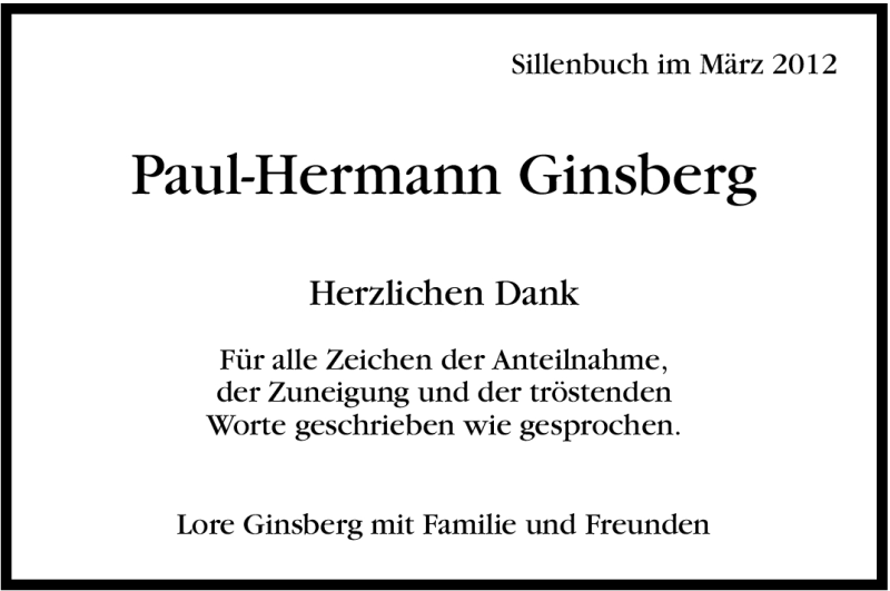  Traueranzeige für Paul-Hermann Ginsberg vom 13.03.2012 aus Stuttgarter Zeitung / Stuttgarter Nachrichten
