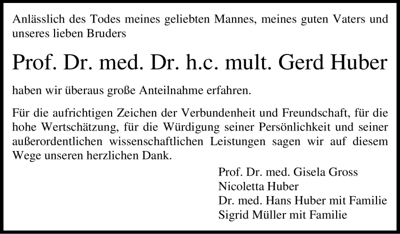 Traueranzeige für Gerd Huber vom 01.06.2012 aus Stuttgarter Zeitung / Stuttgarter Nachrichten