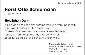 Traueranzeige von Otto Schiemann von Stuttgarter Zeitung / Stuttgarter Nachrichten