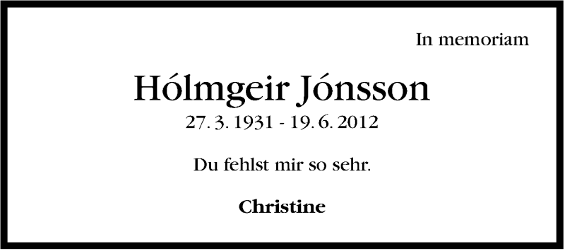  Traueranzeige für Hólmgeir Jónsson vom 19.06.2013 aus Stuttgarter Zeitung / Stuttgarter Nachrichten