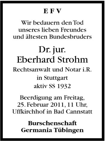 Traueranzeige von Eberhard Strohm von Stuttgarter Zeitung / Stuttgarter Nachrichten