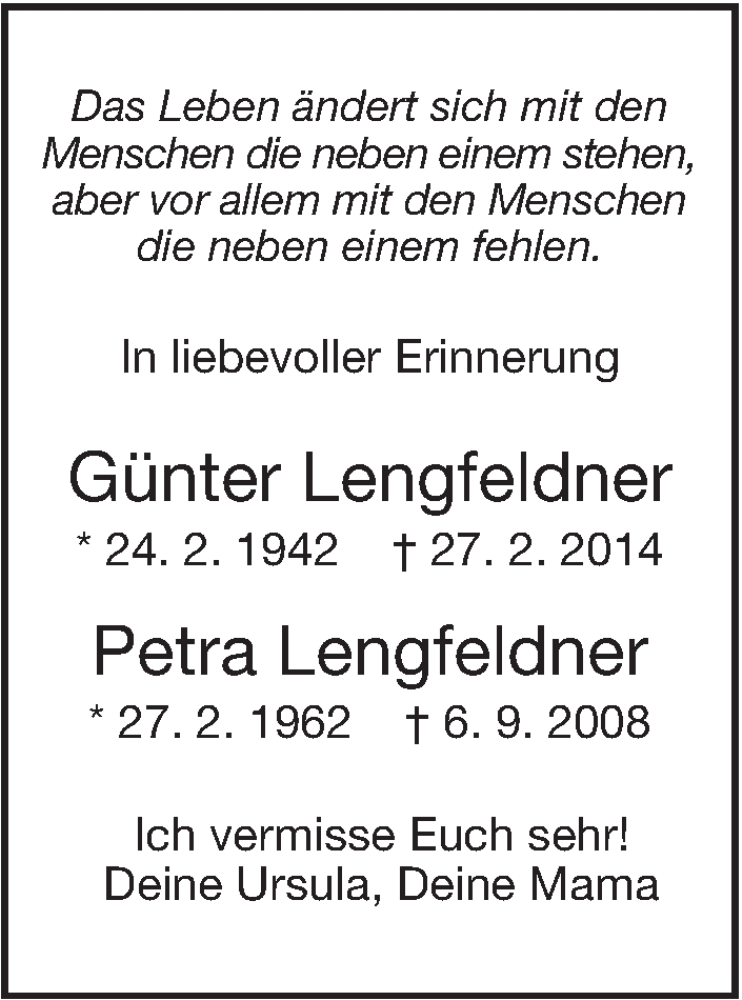  Traueranzeige für Günter Lengfeldner vom 27.02.2016 aus Stuttgarter Zeitung / Stuttgarter Nachrichten