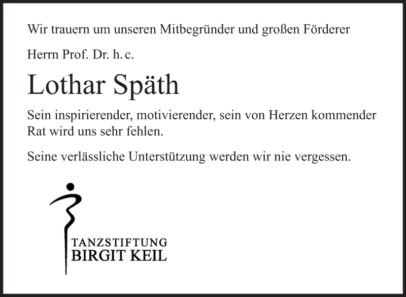  Traueranzeige für Lothar Späth vom 22.03.2016 aus Stuttgarter Zeitung / Stuttgarter Nachrichten