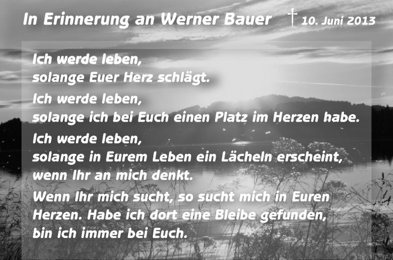  Traueranzeige für Werner Bauer vom 09.06.2018 aus Stuttgarter Zeitung / Stuttgarter Nachrichten