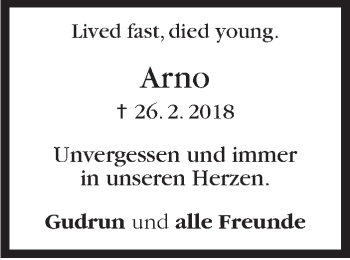 Traueranzeige von Arno Schauer von Stuttgarter Zeitung / Stuttgarter Nachrichten