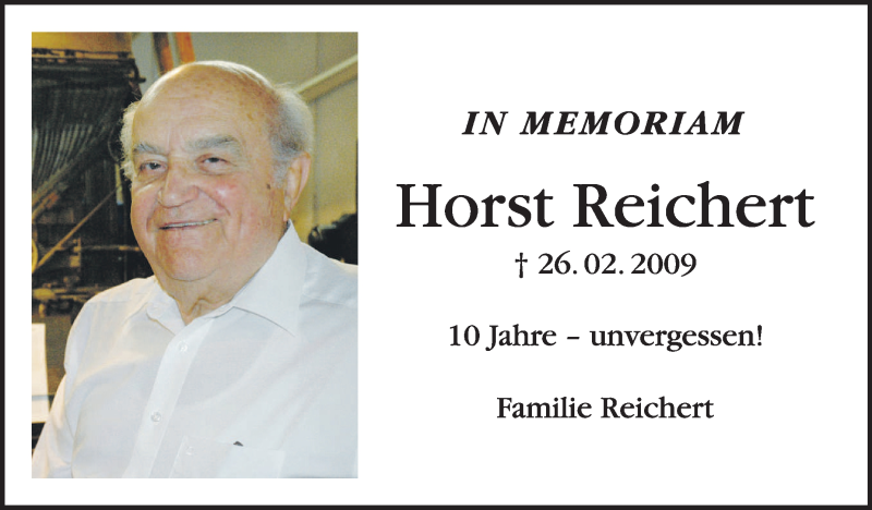  Traueranzeige für Horst Reichert vom 26.02.2019 aus Stuttgarter Zeitung / Stuttgarter Nachrichten