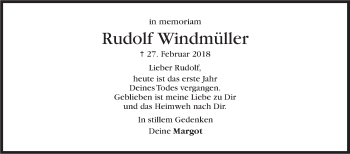 Traueranzeige von Rudolf Windmüller von Stuttgarter Zeitung / Stuttgarter Nachrichten