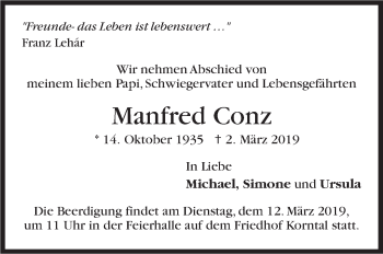 Traueranzeige von Manfred Conz von Stuttgarter Zeitung / Stuttgarter Nachrichten