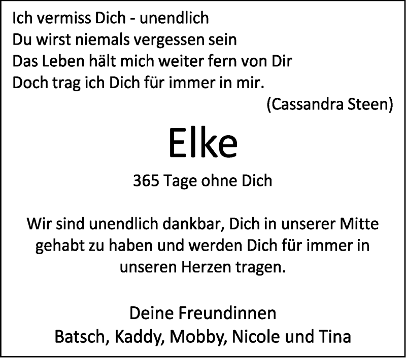  Traueranzeige für Elke Keller vom 07.01.2020 aus Stuttgarter Zeitung / Stuttgarter Nachrichten