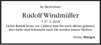 Traueranzeige von Rudolf Windmüller von Stuttgarter Zeitung / Stuttgarter Nachrichten