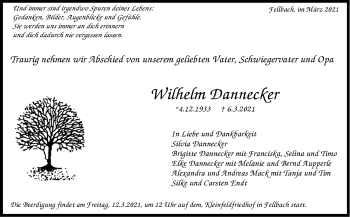 Traueranzeige von Wilhelm Dannecker von Stuttgarter Zeitung / Stuttgarter Nachrichten