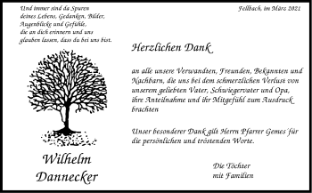 Traueranzeige von Wilhelm Dannecker von Stuttgarter Zeitung / Stuttgarter Nachrichten