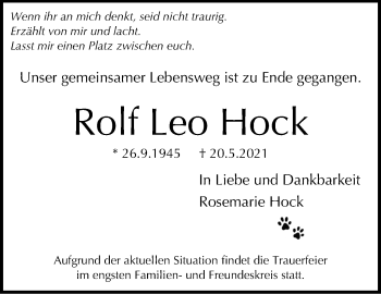 Traueranzeige von Rolf Leo Hock von Stuttgarter Zeitung / Stuttgarter Nachrichten