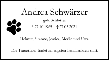 Traueranzeige von Andrea Schwärzer von Stuttgarter Zeitung / Stuttgarter Nachrichten