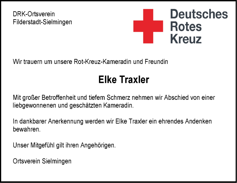  Traueranzeige für Elke Traxler vom 01.07.2021 aus Stuttgarter Zeitung / Stuttgarter Nachrichten