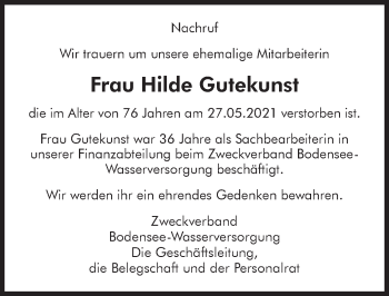 Traueranzeige von Hilde Gutekunst von Stuttgarter Zeitung / Stuttgarter Nachrichten