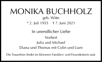 Traueranzeige von Monika Buchholz von Stuttgarter Zeitung / Stuttgarter Nachrichten