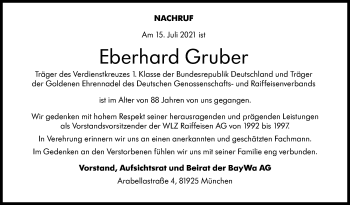 Traueranzeige von Eberhard Gruber von Stuttgarter Zeitung / Stuttgarter Nachrichten