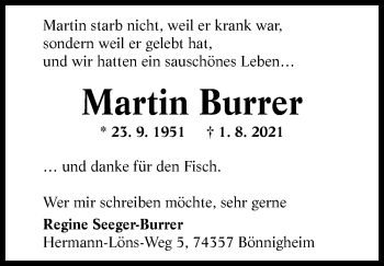 Traueranzeige von Martin Burrer von Stuttgarter Zeitung / Stuttgarter Nachrichten