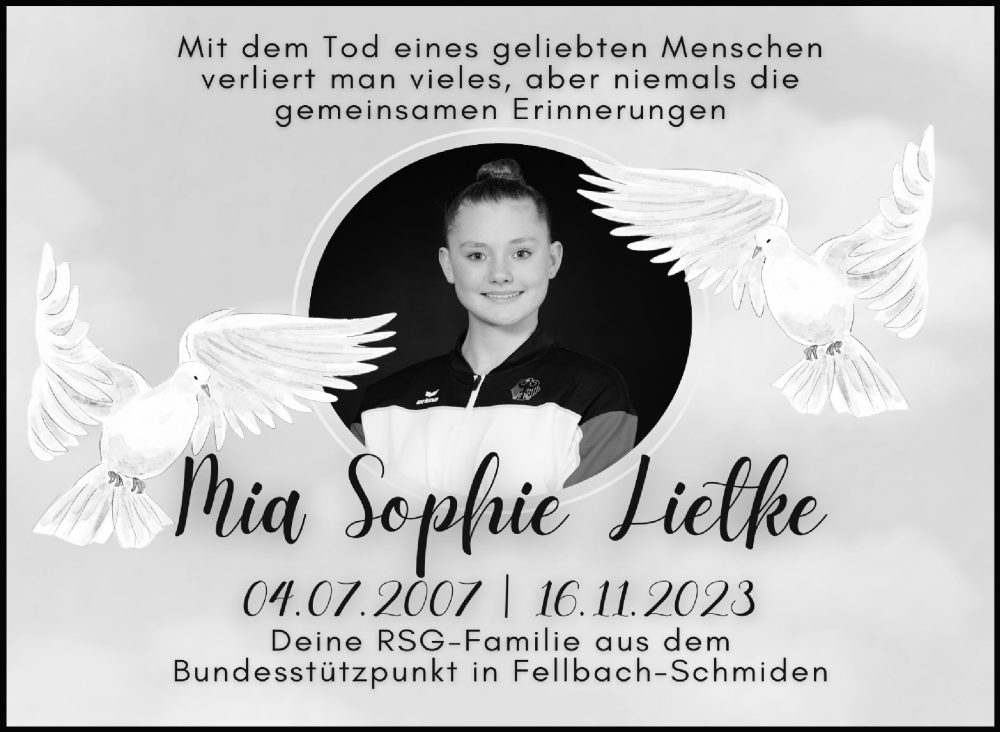 Traueranzeige für Mia Sophie Lietke vom 28.11.2023 aus Stuttgarter Zeitung / Stuttgarter Nachrichten