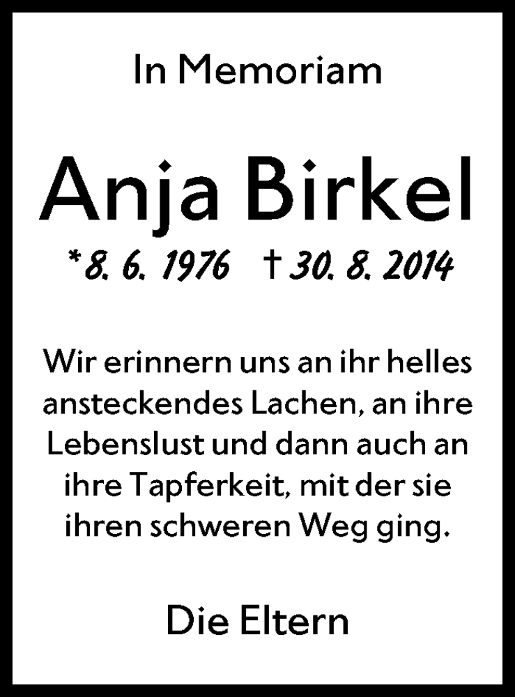  Traueranzeige für Anja Birkel vom 07.06.2023 aus Stuttgarter Zeitung / Stuttgarter Nachrichten