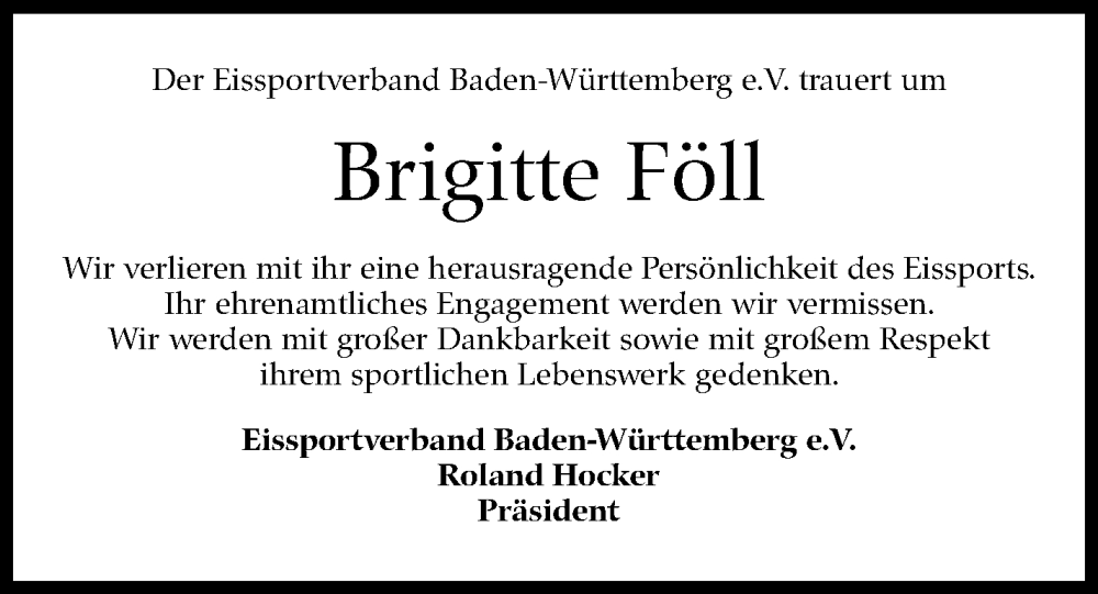  Traueranzeige für Brigitte Föll vom 03.06.2023 aus Stuttgarter Zeitung / Stuttgarter Nachrichten