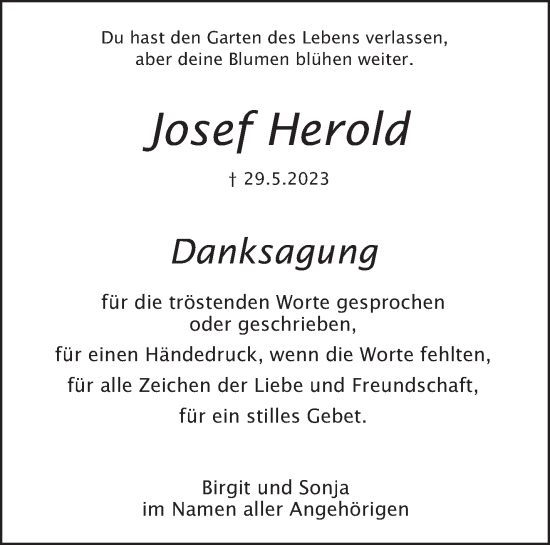 Traueranzeige von Josef Herold von Stuttgarter Zeitung / Stuttgarter Nachrichten