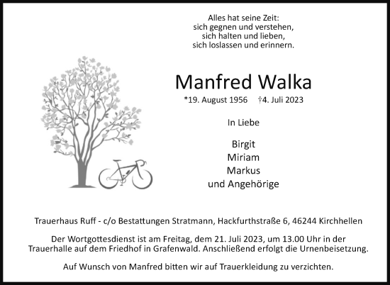 Traueranzeige von Manfred Walka von Stuttgarter Zeitung / Stuttgarter Nachrichten