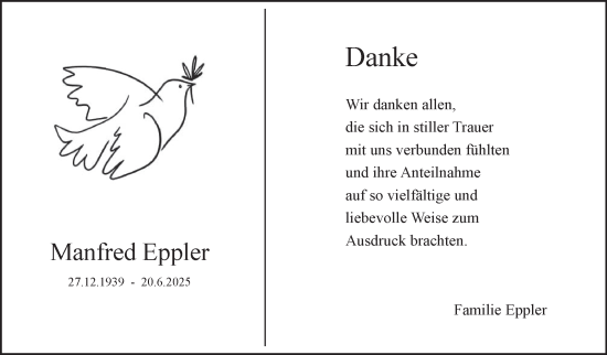 Traueranzeige von Manfred Eppler von Stuttgarter Zeitung / Stuttgarter Nachrichten