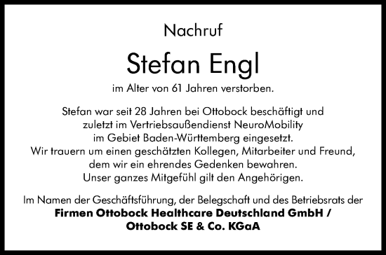 Traueranzeige von Stefan Engl von Stuttgarter Zeitung / Stuttgarter Nachrichten