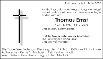 Traueranzeige von Thomas Ernst von Eßlinger Zeitung/Cannstatter Zeitung