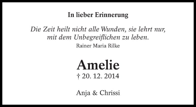  Traueranzeige für Amelie Laukmichel vom 20.12.2016 aus Eßlinger Zeitung/Cannstatter Zeitung