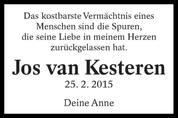 Traueranzeige von Jos van Kesteren von Eßlinger Zeitung/Cannstatter Zeitung