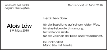Traueranzeige von Alois Löw von Eßlinger Zeitung/Cannstatter Zeitung