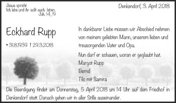 Traueranzeige von Eckhard Rupp von Eßlinger Zeitung/Cannstatter Zeitung