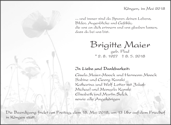 Traueranzeige von Brigitte Maier von Eßlinger Zeitung/Cannstatter Zeitung