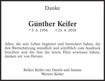 Traueranzeige von Günther Keifer von Eßlinger Zeitung/Cannstatter Zeitung