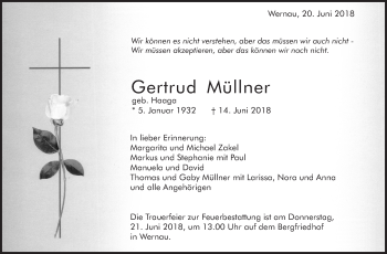 Traueranzeige von Gertrud Müllner von Eßlinger Zeitung/Cannstatter Zeitung