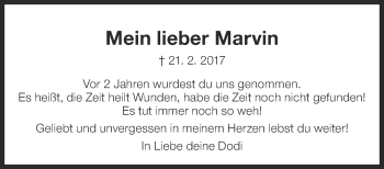 Traueranzeige von Marvin Puchmeier von Eßlinger Zeitung/Cannstatter Zeitung