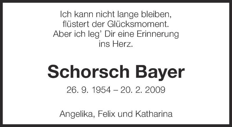  Traueranzeige für Schorsch Bayer vom 20.02.2019 aus Eßlinger Zeitung/Cannstatter Zeitung