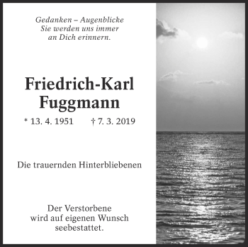 Traueranzeige von Friedrich-Karl Fuggmann von Eßlinger Zeitung/Cannstatter Zeitung